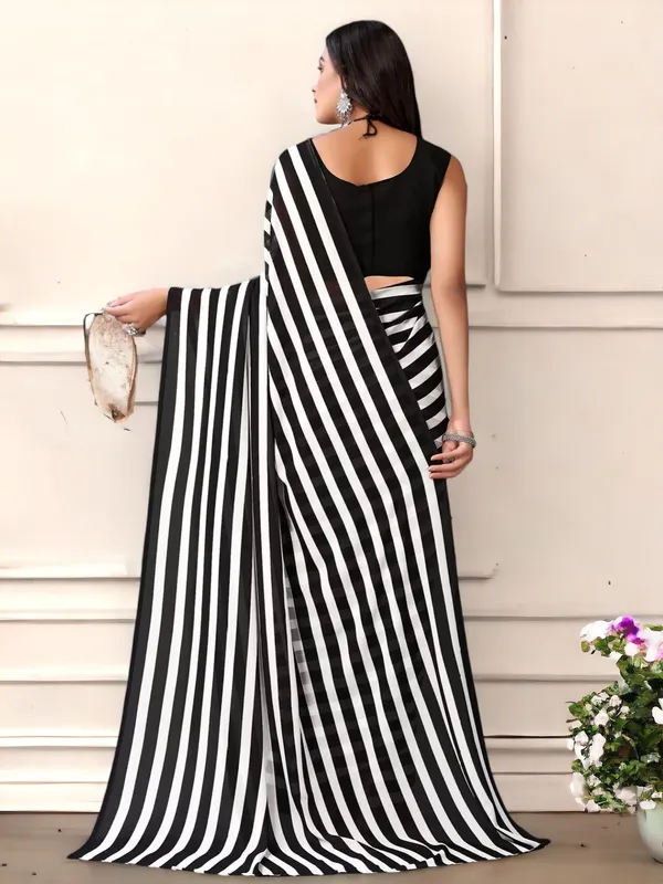 Black_Soft_Georgette_Striped_Printed_Saree_|_Ethnic_Saree_for_Women