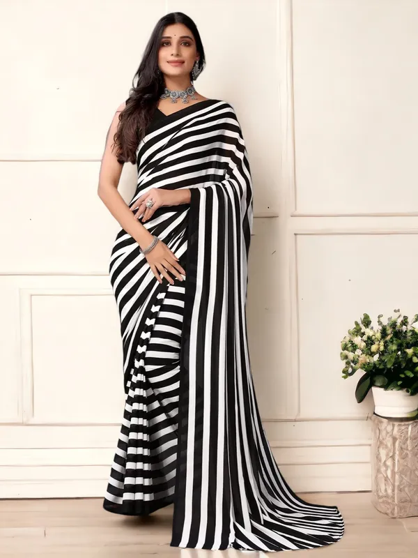 Black_Soft_Georgette_Striped_Printed_Saree_|_Ethnic_Saree_for_Women