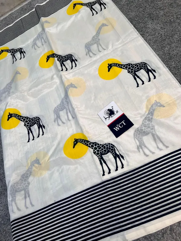 Rangritiya™_White_Tussar_Chanderi_Giraffe_Digital_Printed_Motifs_Saree_For_Women_&_Girls_|_Ethnic_Saree_for_Women