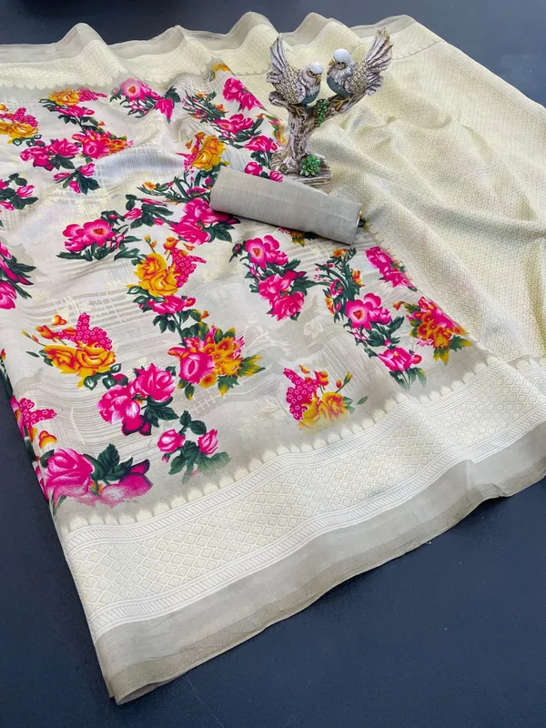 Grey_Soft_Dola_Silk_Floral_Printed_Saree_For_Women_&_Girls