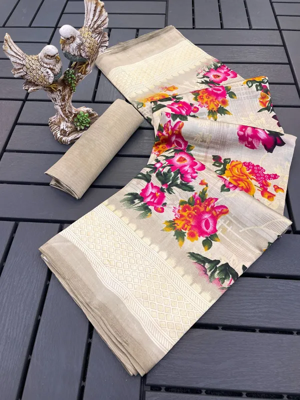 Grey_Soft_Dola_Silk_Floral_Printed_Saree_For_Women_&_Girls
