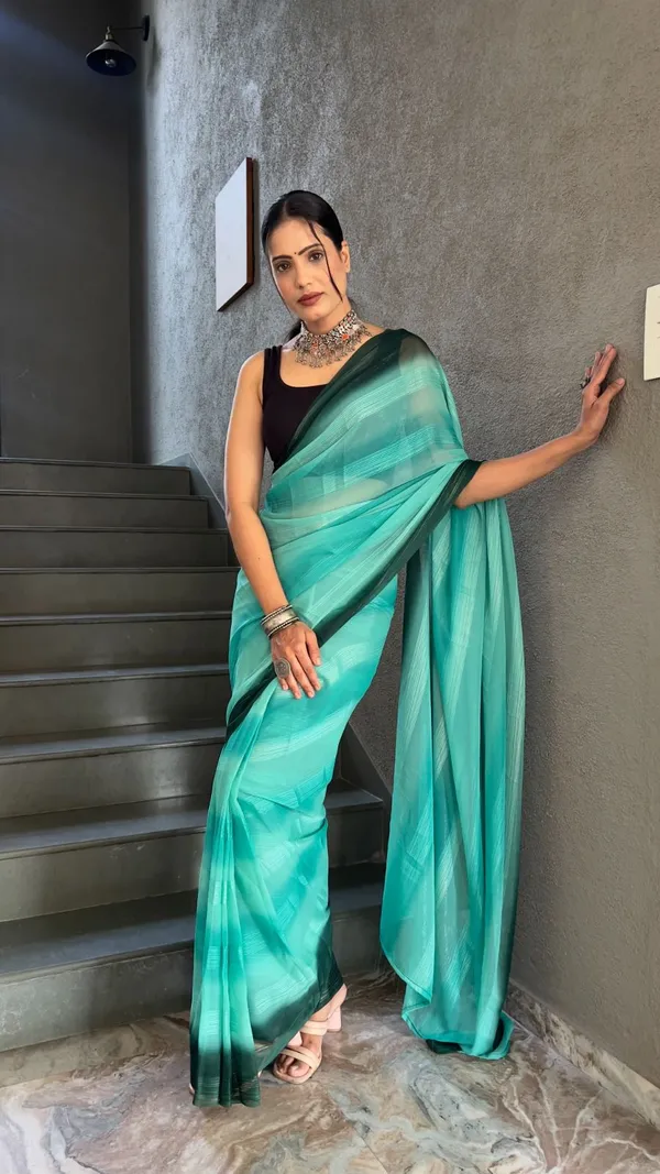 Rangritiya™_Green_Soft_Georgette_3_Tone_Shade_Ready_To_Wear_Saree_For_Women_&_Girls_|_Ethnic_Saree_for_Women