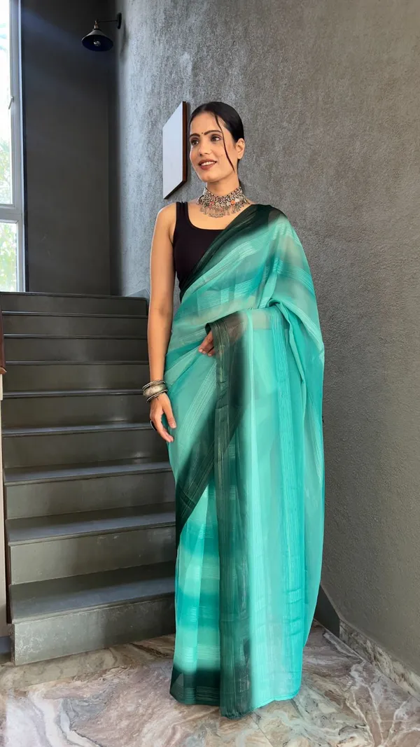 Rangritiya™_Green_Soft_Georgette_3_Tone_Shade_Ready_To_Wear_Saree_For_Women_&_Girls_|_Ethnic_Saree_for_Women