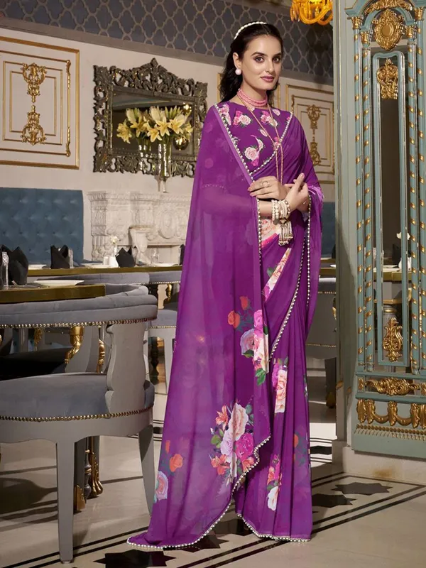 Purple_Georgette_Printed_With_Pearl_Lace_Border_Saree_|_Ethnic_Saree_for_Women