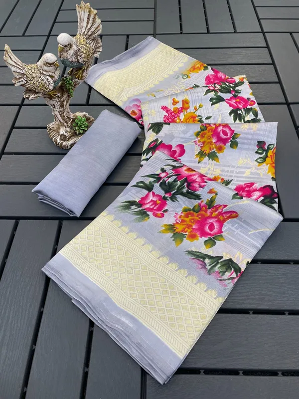 Violet_Soft_Dola_Silk_Floral_Printed_Saree_For_Women_&_Girls