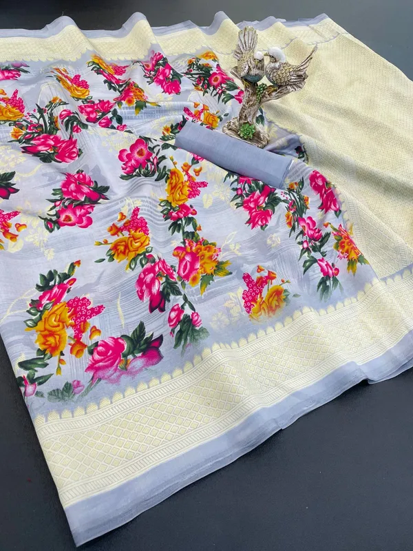 Violet_Soft_Dola_Silk_Floral_Printed_Saree_For_Women_&_Girls
