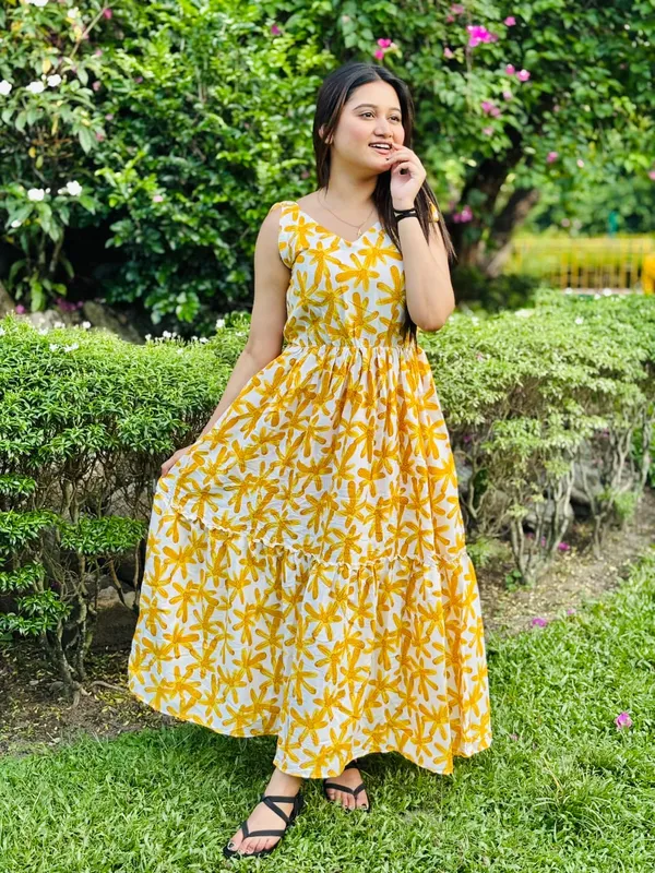Yellow_Cotton_Printed_Flared_Maxi_Dress_|_For_Women