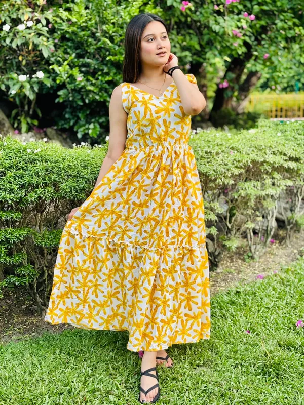 Yellow_Cotton_Printed_Flared_Maxi_Dress_|_For_Women