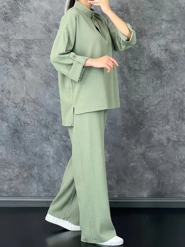 Sea_Green_Cotton_Solid_Co-Ord_Set_|_For_Women