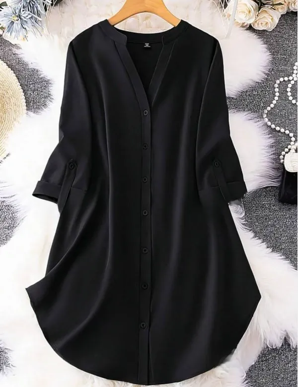 Black_crepe_Solid_Shirt_Dress_|_For_Women