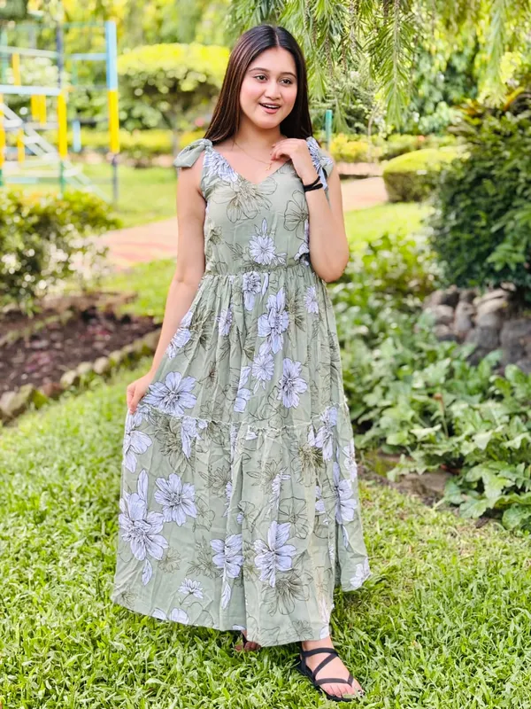 green h&m bodycon dress Plus Size Ditsy Green Red Floral Dress Online in India main image 1