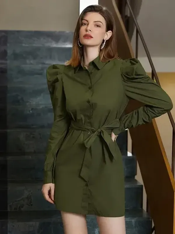 Mehdi_green_Midi_dress_for_women_