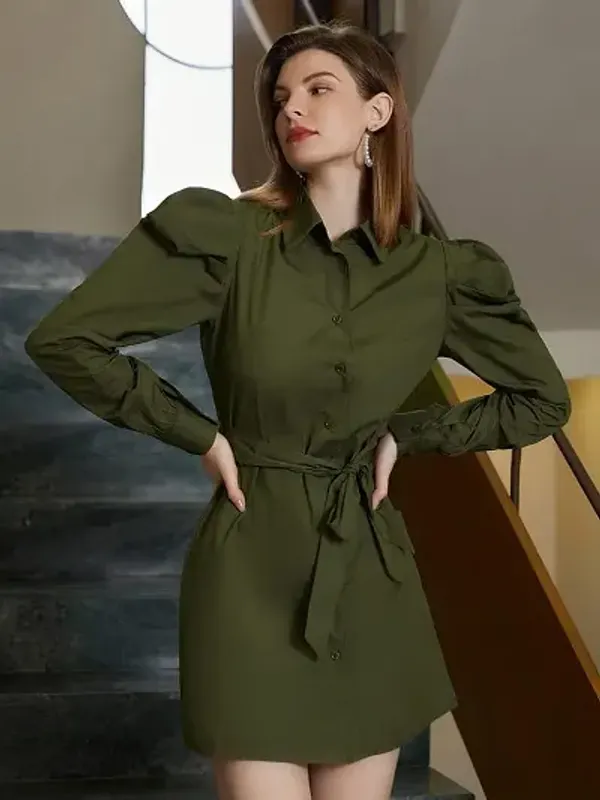 Mehdi_green_Midi_dress_for_women_