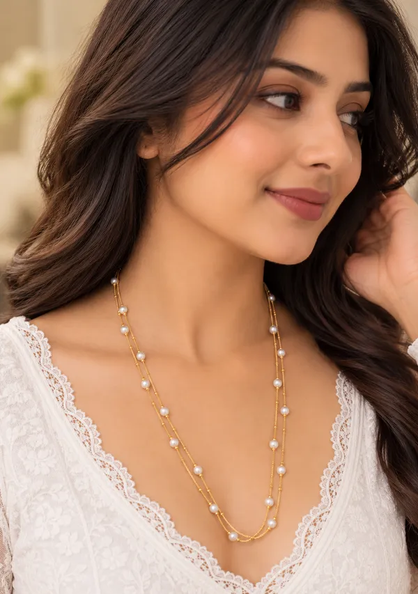Elegant_Pearl_Double_Layer_Gold-Plated_Necklace
