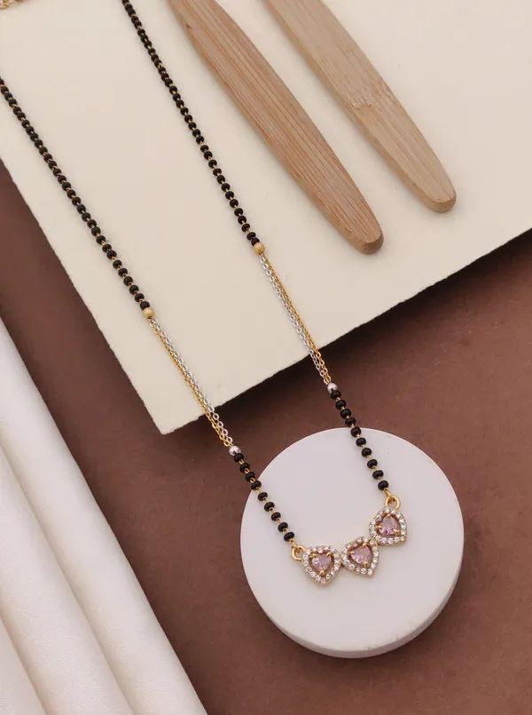 Rizvya_Triple_Heart_Pink_Stone_Mangalsutra
