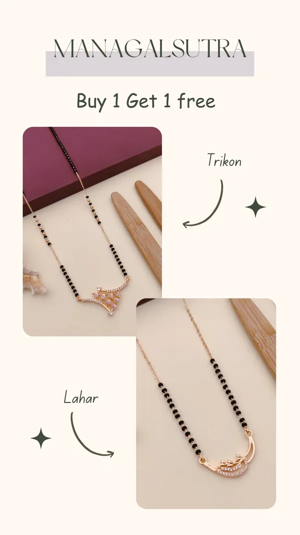 Trikon_&_Lahar_Combo_Mangalsutra_Set_?_Premium_Gold_Plated_Daily_Wear_Black_Beads_Chain_(Buy_1_Get_1_Free)