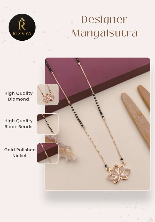 Rizvya_Sparkling_Lotus_Pendant_Mangalsutra_|_Rosegold_Short_Daily_Wear_Designer_Mangalsutra
