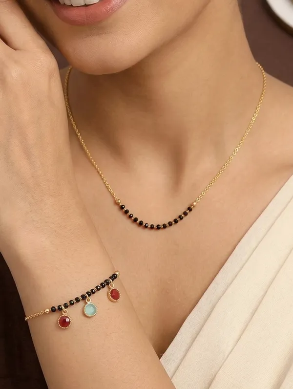 Rizvya_Minimalist_Gold-Plated_Mangalsutra_&_Charm_Bracelet_Combo_Set