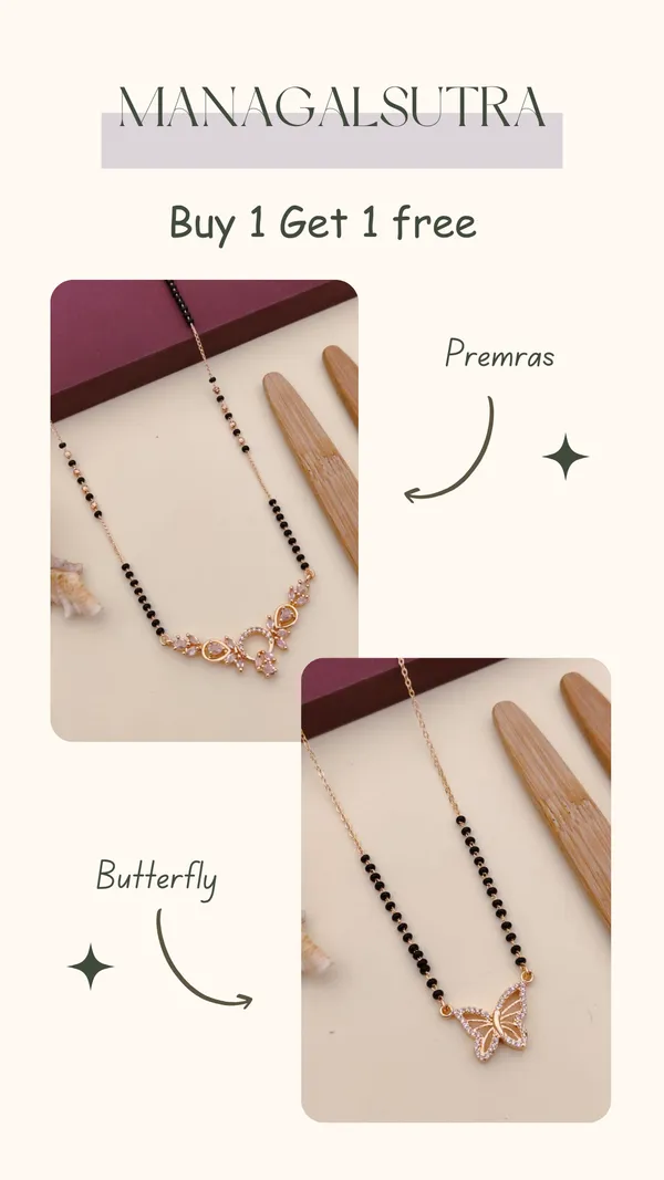 Premras_&_Butterfly_Combo_Mangalsutra_Set_?_Premium_Gold_Plated_Daily_Wear_Black_Beads_Chain_(Buy_1_Get_1_Free)