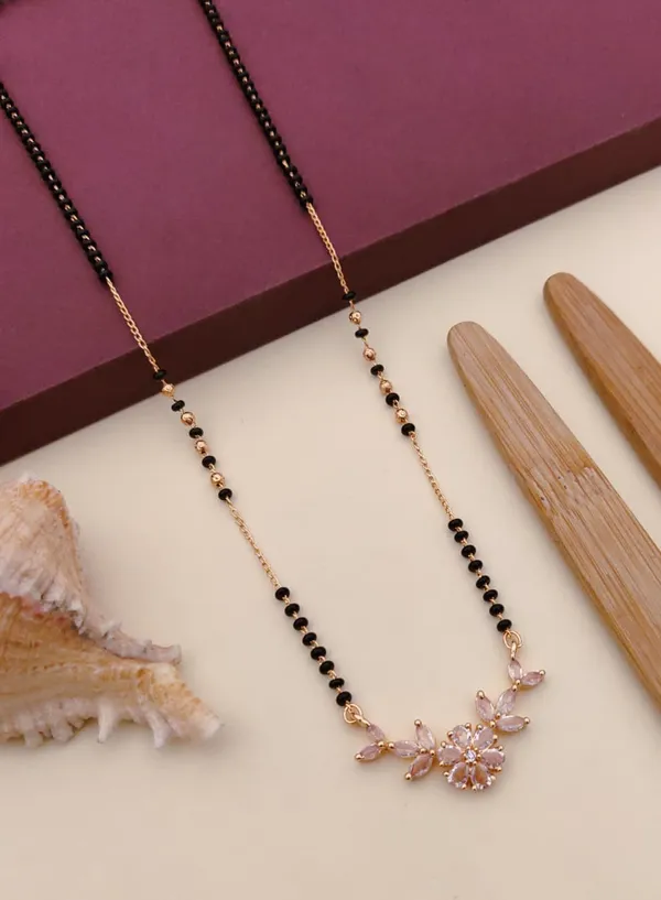 Rizvya_Pushp_Floral_Stone_Mangalsutra_|_Rosegold_Short_Daily_Wear_Designer_Mangalsutra
