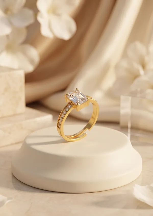 Rizvya_Emerald_Cut_Trilogy_adjustable_Ring