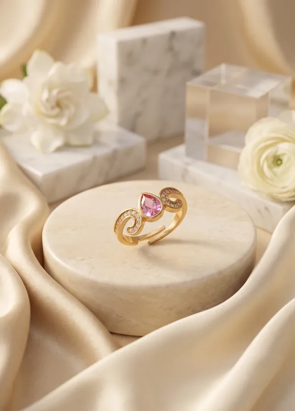 Rizvya_Pink_Teardrop_Swirl_Adjustable_Ring