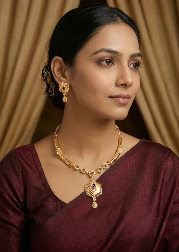 Premium_Gold_Plated_AD_Stone_Necklace_Set_with_Ruby_Pendant_&_Matching_Earrings_for_Women