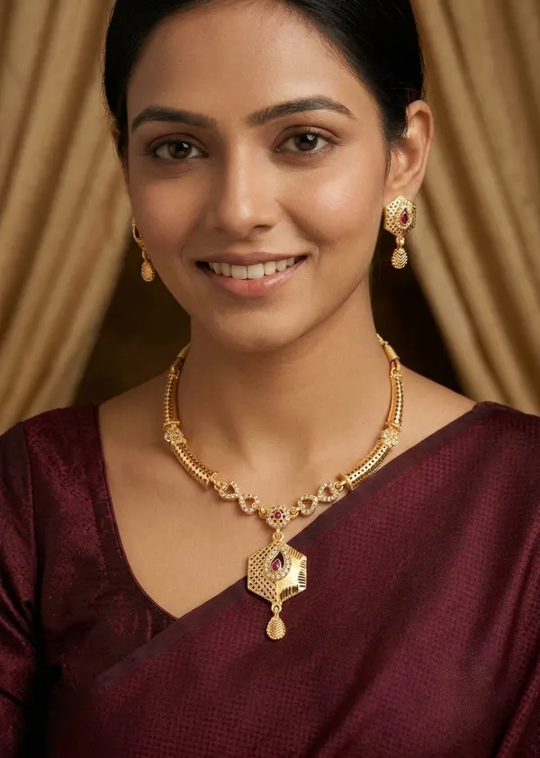 Premium_Gold_Plated_AD_Stone_Necklace_Set_with_Ruby_Pendant_&_Matching_Earrings_for_Women