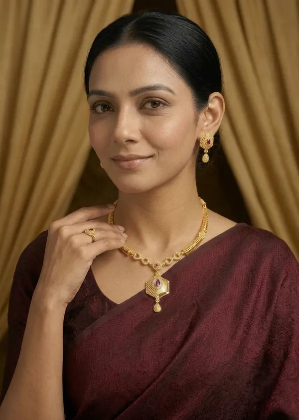 Premium_Gold_Plated_AD_Stone_Necklace_Set_with_Ruby_Pendant_&_Matching_Earrings_for_Women