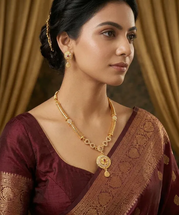 Gold_Plated_Traditional_AD_Stone_Necklace_Set_with_Round_Ruby_Pendant_&_Matching_Earrings_for_Women
