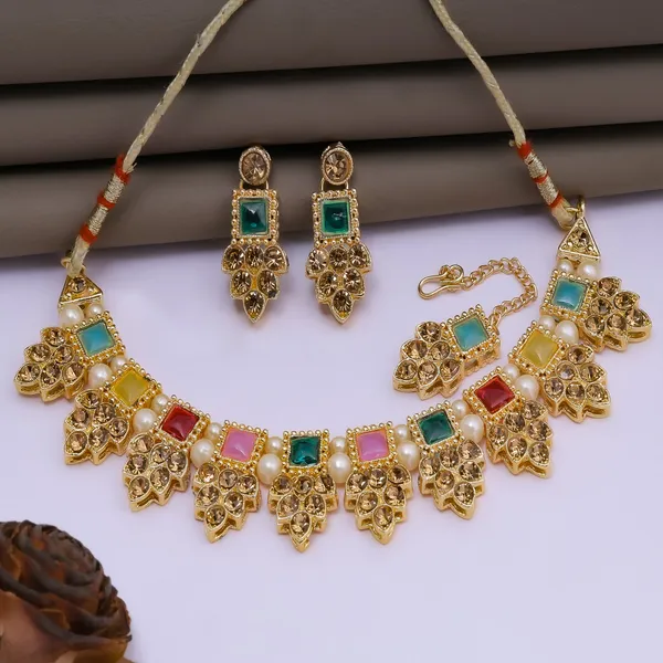 Rizvya_Multicolor_Crystal_Pearl_Designer_Necklace_Set_with_Earrings_&_Maang_Tikka_Gold_Plated_Traditional_Jewellery