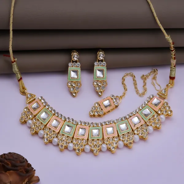 Rizvya_Pastel_Kundan_Mirror_Pearl_Necklace_Set_with_Earrings_&_Maang_Tikka_Gold_Plated_Traditional_Wedding_Jewellery
