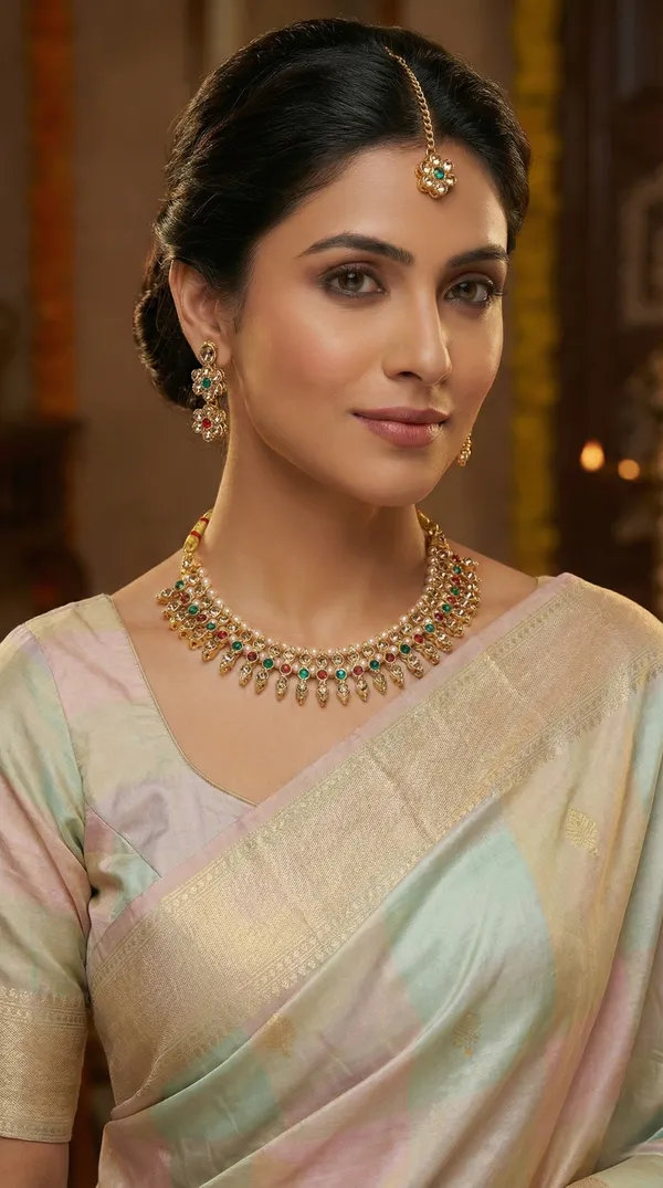 Rizvya_Royal_Pearl_Drop_Multicolor_Crystal_Necklace_Set_with_Earrings_&_Maang_Tikka_Gold_Plated_Traditional_Jewellery
