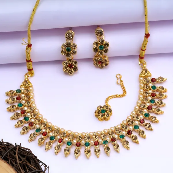 Rizvya_Royal_Pearl_Drop_Multicolor_Crystal_Necklace_Set_with_Earrings_&_Maang_Tikka_Gold_Plated_Traditional_Jewellery