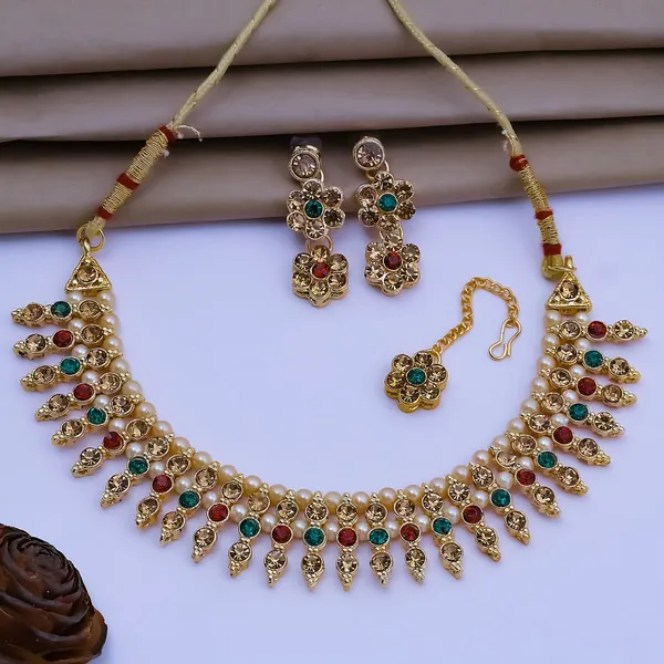 Rizvya_Royal_Pearl_Drop_Multicolor_Crystal_Necklace_Set_with_Earrings_&_Maang_Tikka_Gold_Plated_Traditional_Jewellery