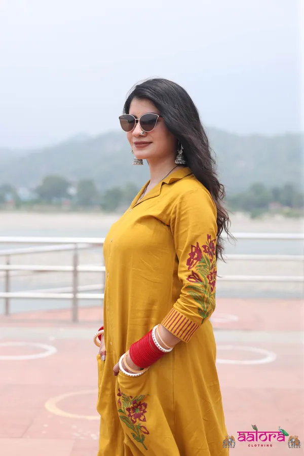 Mustard_Cotton_Front_Pocket_Bottom_Print_Co-Ord_Set_For_Women