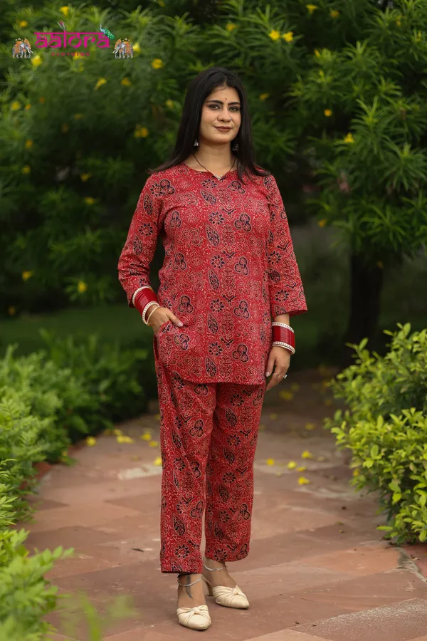 Red_Cotton_Printed_Jaipuri_Print_Co-Ord_Set_For_Women