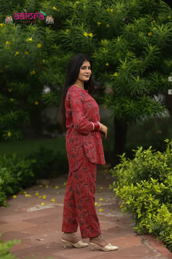 Red_Cotton_Printed_Jaipuri_Print_Co-Ord_Set_For_Women