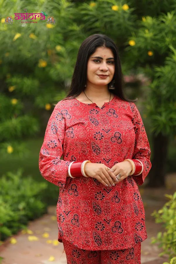 Red_Cotton_Printed_Jaipuri_Print_Co-Ord_Set_For_Women