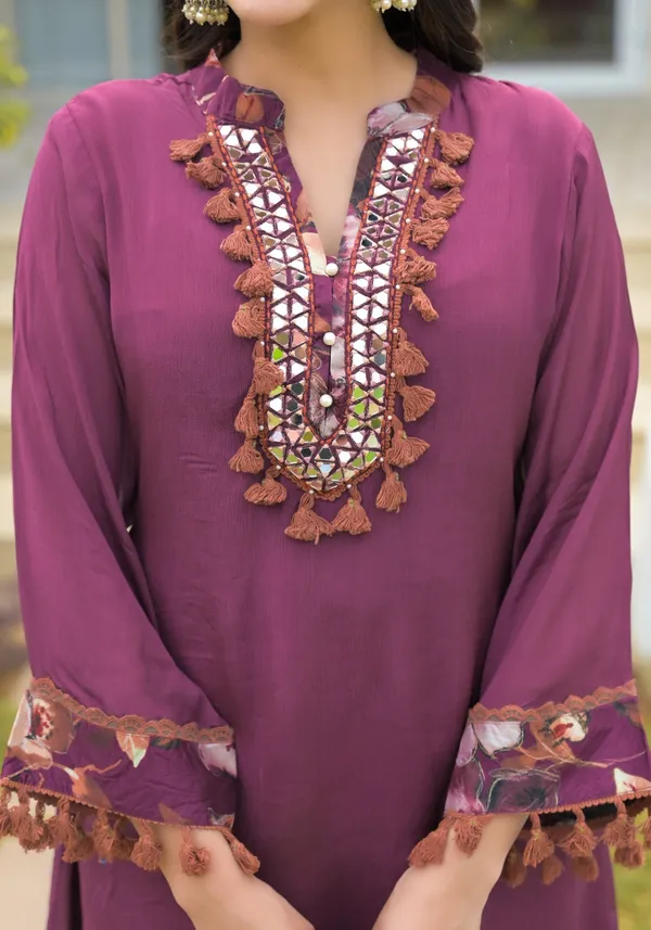Deep_Mahroon_Chinon__Coord_Set_with_Mirror_Work