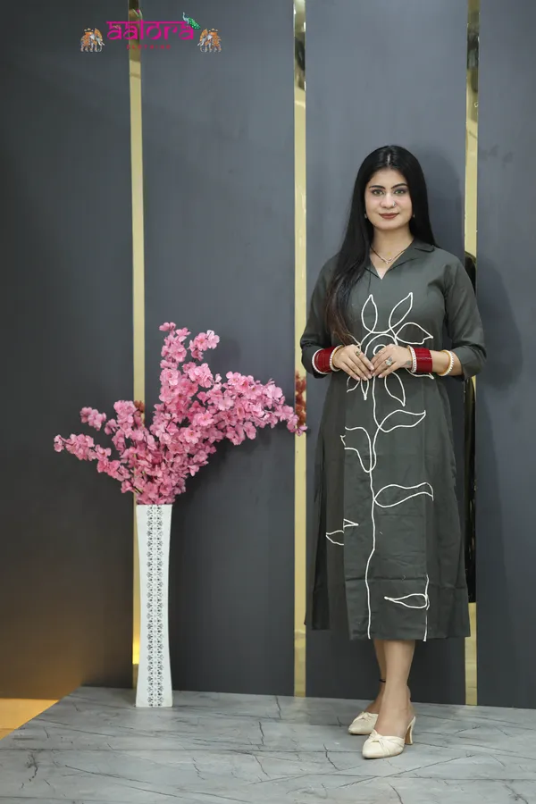 Grey_Long_Thread_Work_Designer_Dress_For_Women