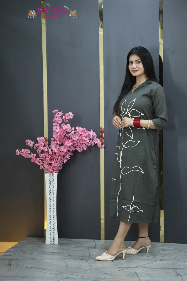 Grey_Long_Thread_Work_Designer_Dress_For_Women