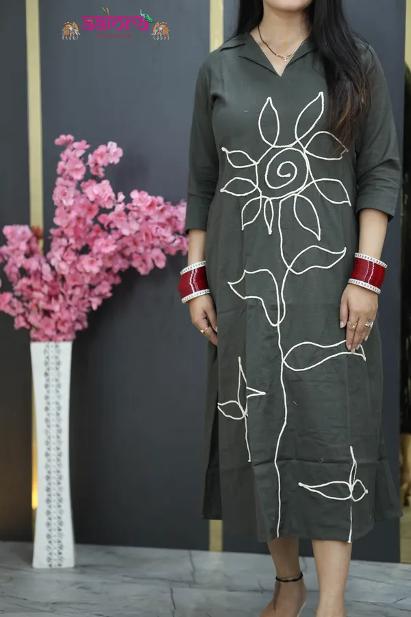 Grey_Long_Thread_Work_Designer_Dress_For_Women