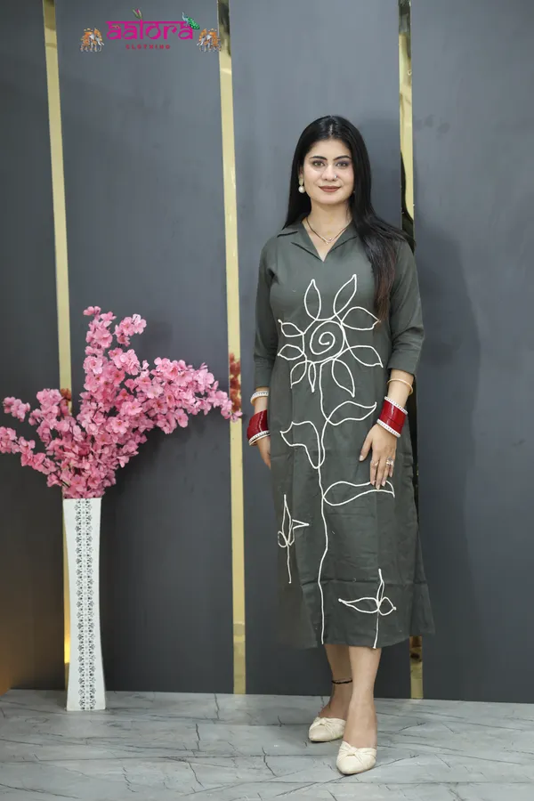 Grey_Long_Thread_Work_Designer_Dress_For_Women