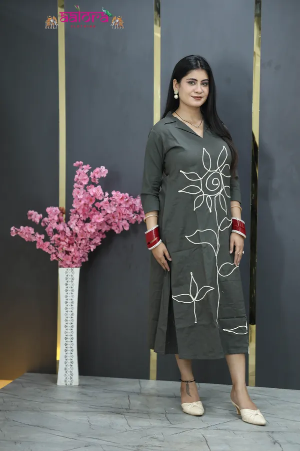 Grey_Long_Thread_Work_Designer_Dress_For_Women