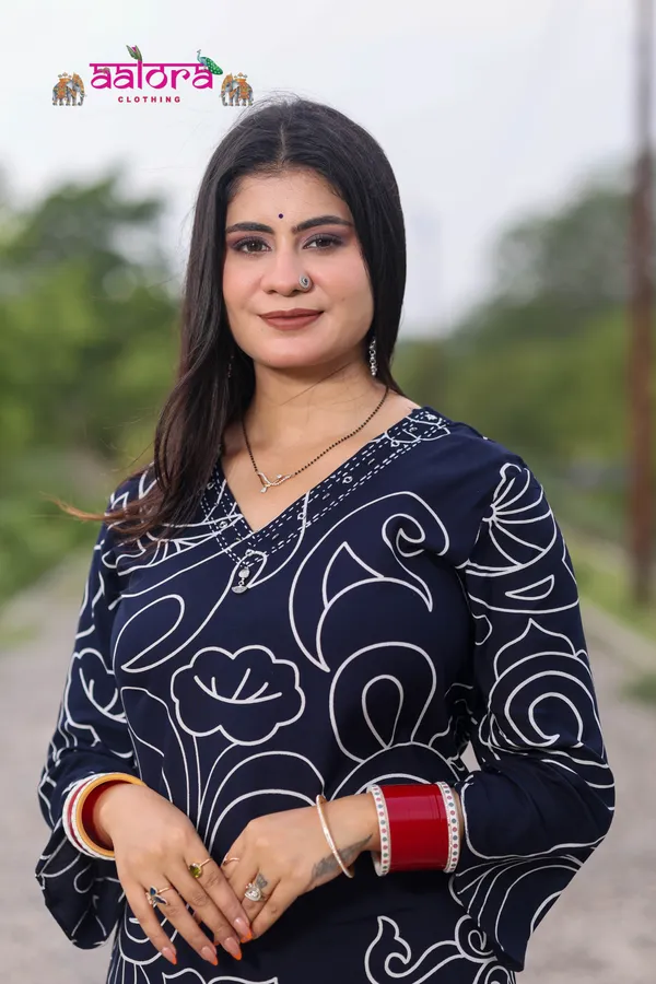 Navy_Blue_Rayon_Cotton_Short_Printed_Co-Ord_Set_For_Women