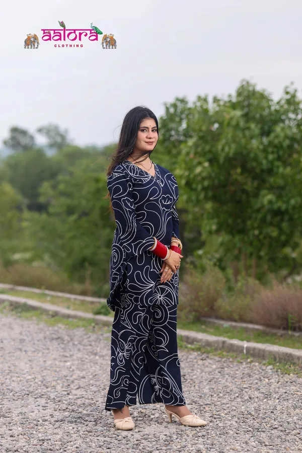 Navy_Blue_Rayon_Cotton_Short_Printed_Co-Ord_Set_For_Women