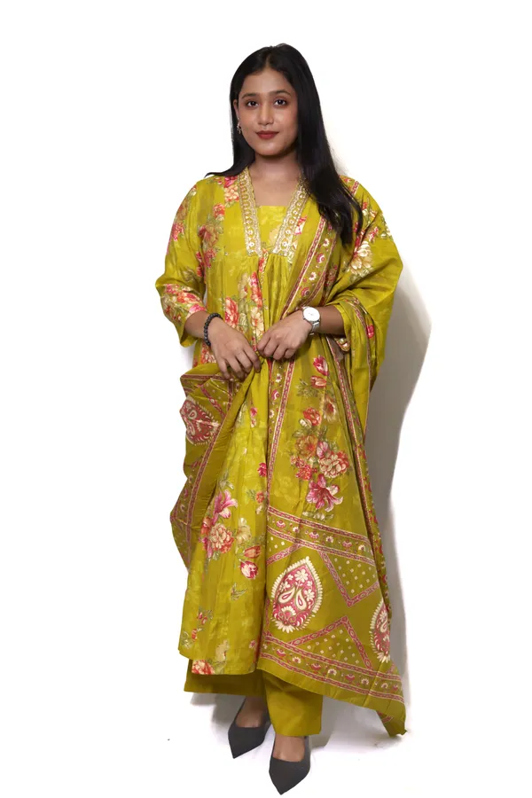 Lemon_Yellow_Muslin_Cotton_Digital_Print__3_Pcs_Anarkali__Set_For_Women