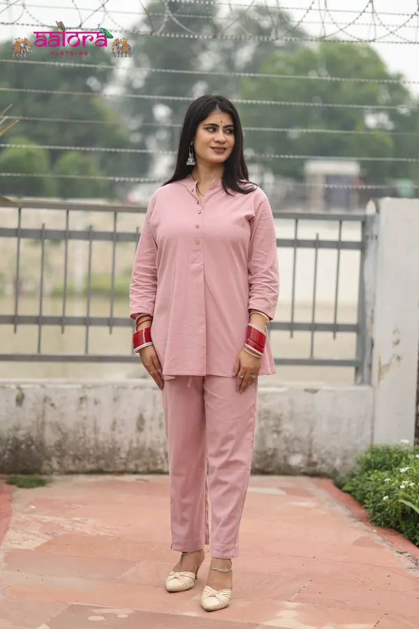 Baby_Pink_Khadi_Cotton_Standing_Collar__Co-Ord_Set_For_Women