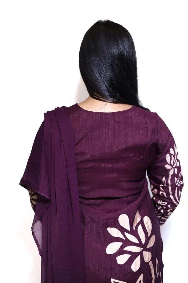 Wine_Cambric_Cotton_Digital_Print_3_pcs_Kurti_Set_for_Women
